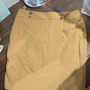 Calvin Klein Tan Pencil Skirt with Button Accents
